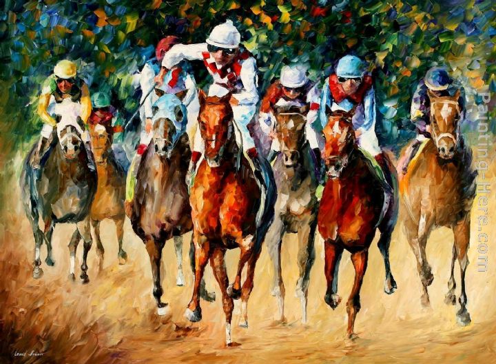 Horse Race painting - Leonid Afremov Horse Race art painting